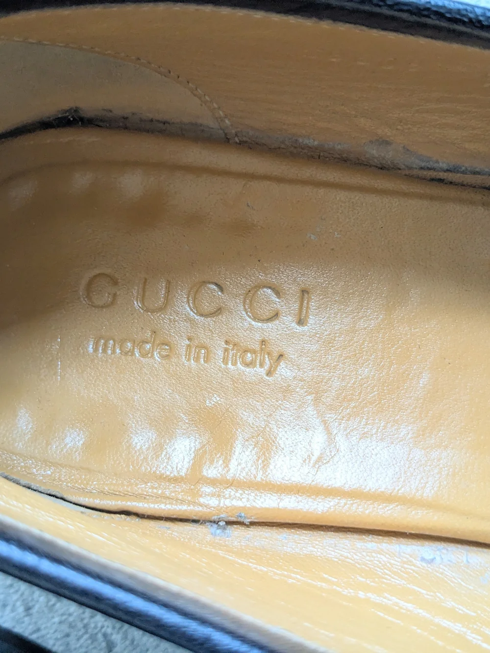 Gucci Black Leather Men's Loafers with Green-Red Web and Gold GG US 9.5